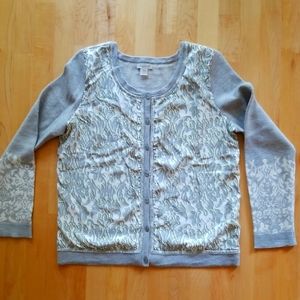 Garnet Hill beaded paisley front sweater